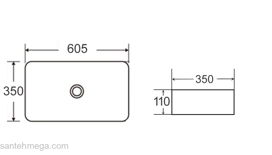 Раковина накладная 60х35 Bronze De Luxe 1061. Фото