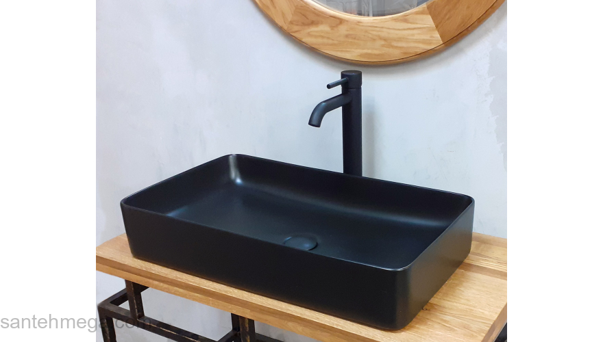 Раковина накладная 60х35 Bronze De Luxe Scandi 6145-BM черный матовый. Фото