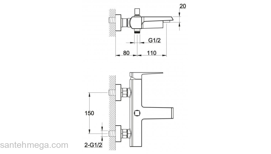 Смеситель для ванны/душа BELBAGNO Arlie ARL-VASM-CRM. Фото
