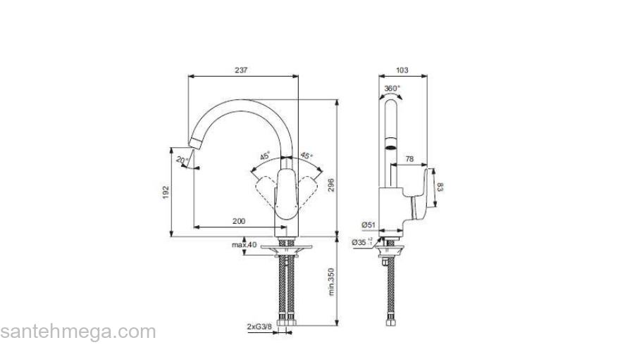 Смеситель для кухни IDEAL STANDARD Ceraflex B1727AA. Фото