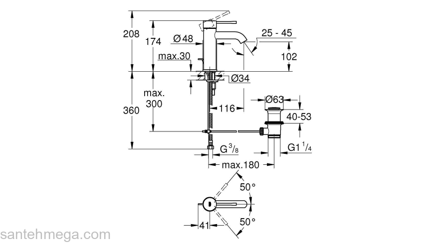 GROHE 23589001 Essence New Смеситель для раковины S-Size II, сливной гарнитур. Фото