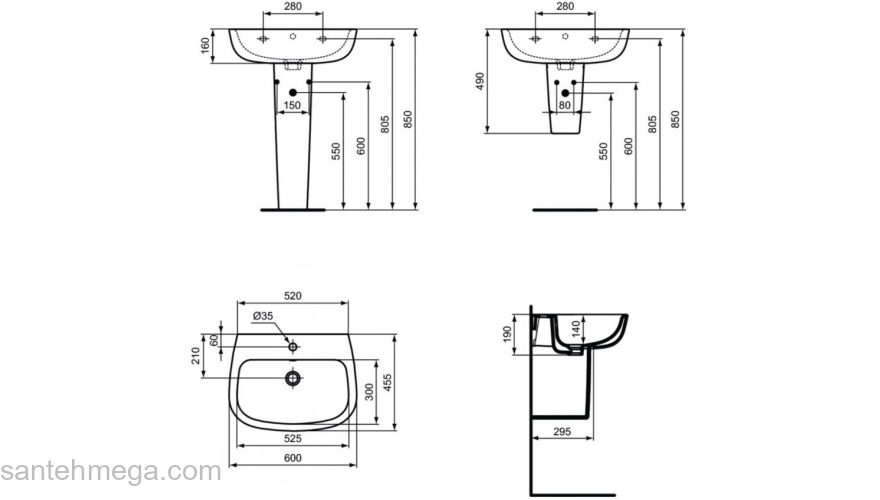 Раковина IDEAL STANDARD Esedra 60х45 T279801. Фото