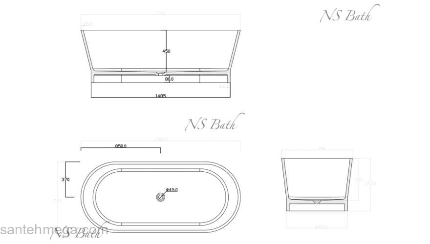 Ванна из литьевого мрамора NS BATH NSB-17704. Фото