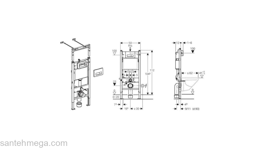 Инсталляция для подвесного унитаза GEBERIT Duofix 458.128.11.1. Фото