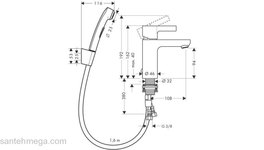 Набор для биде Hansgrohe Metris S 31160000. Фото
