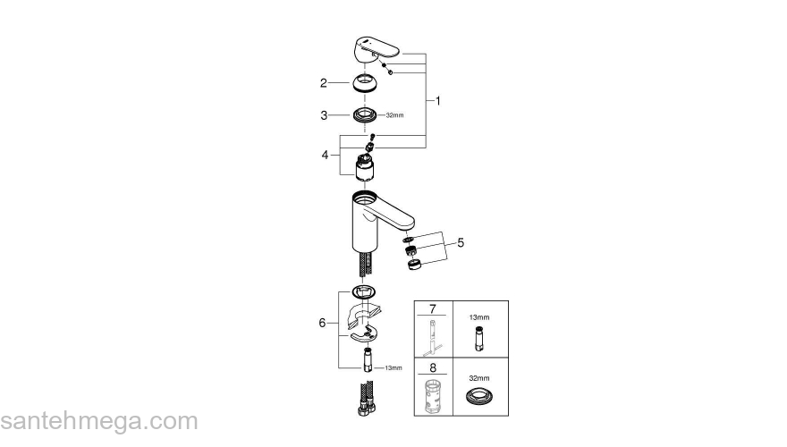 Смеситель для раковины GROHE Eurosmart Cosmopolitan 2339800E. Фото