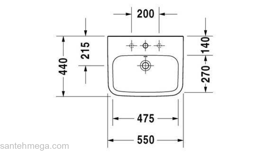 Раковина с переливом DURAVIT DURASTYLE 55х44 2319550000. Фото