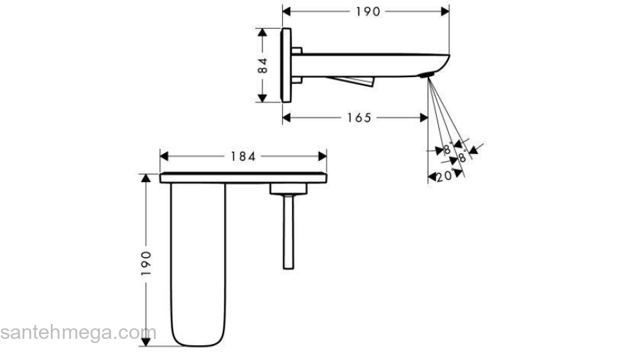 Смеситель для раковины HANSGROHE PuraVida 15084000 (внешняя часть). Фото