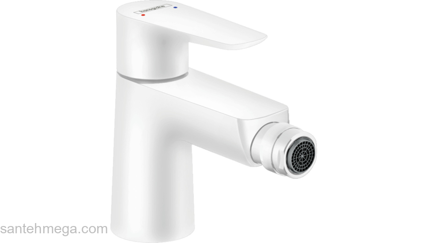 Смеситель Hansgrohe Talis E для биде, однорычажный, со сливным гарнитуром 71720700, матовый белый. Фото