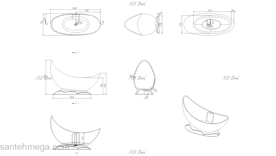 Ванна из литьевого мрамора NS BATH NSB-16700. Фото