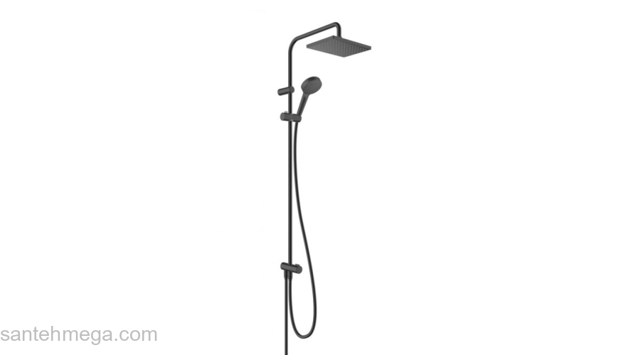 Душевая система Showerpipe 230 1jet Hansgrohe Vernis Shape Reno 26282670 черный. Фото