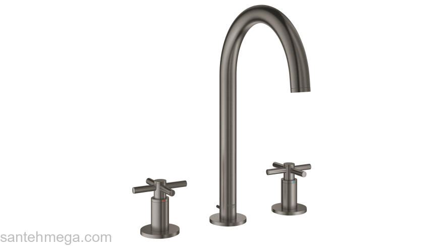 GROHE 20008AL3 Atrio New Смеситель двухвентильный для раковины на 3 отверстия, монтаж на бортик, крестобразная ручка, размер M. Фото