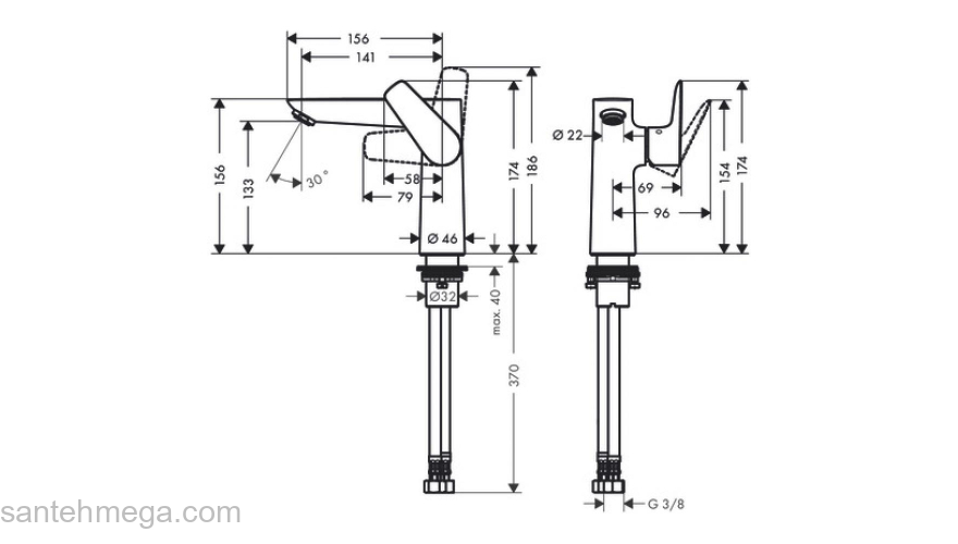 Смеситель для раковины 150, однорычажный, без сливного набора Hansgrohe 71755000, хром. Фото