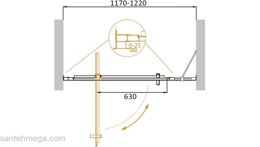 Душевая дверь CEZARES Molveno MOLVENO-BA-11-90+30-C-Cr-IV. Фото