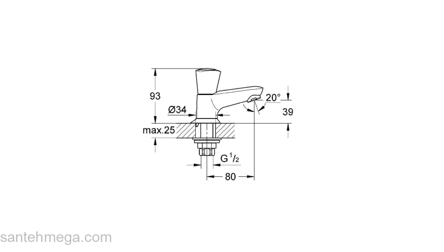 GROHE 20405001 Costa S Вертикальный вентиль. Фото