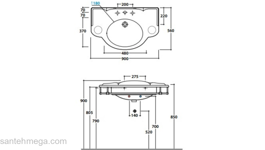 Раковина встраиваемая CERAMICA GLOBO PAESTUM 90х56 PA056.BI*1. Фото