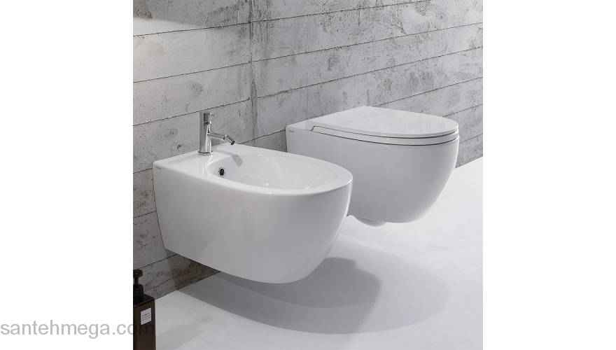 Унитаз-биде подвесной CERAMICA GLOBO SPA 4All Vaso e Bidet 54.36 MDB02.BI. Фото