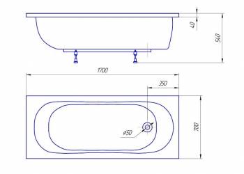 Ванна из литьевого мрамора ЭСТЕТ Лаура 170х70. Фото