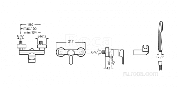 Смеситель ROCA L20 для душа A5A2009C0M. Фото
