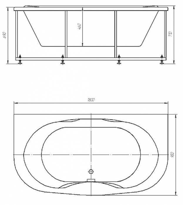 Ванна АКВАТЕК Мелисса 180х95 с гидромассажем. Фото