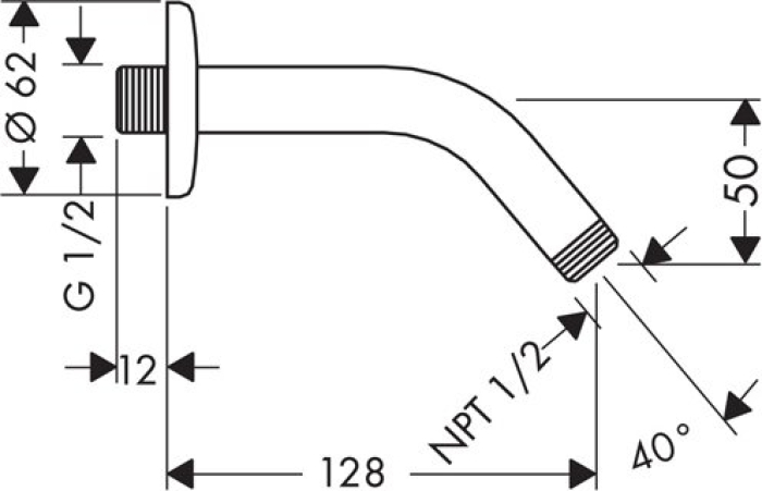 Держатель душа Hansgrohe 128мм G 1/2 27411000. Фото