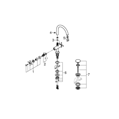 GROHE 21044DC3 Atrio New Смеситель двухвентильный для раковины на 1 отверстие, для свободностоящих раковин, крестобразные ручки, размер XL, СуперСталь. Фото