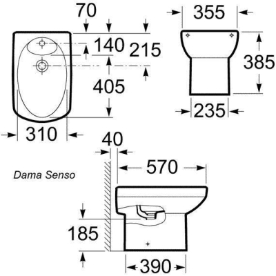 Биде напольное ROCA Dama Senso 357514000 Биде напольное ROCA Dama Senso 357514000. Фото