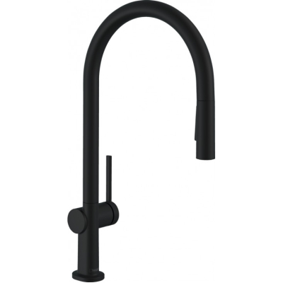 Кухонный смеситель однорычажный, 210, с вытяжным душем, 2jet Hansgrohe 72800670, матовый черный. Фото