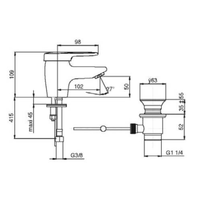 Смеситель для раковины Jacob Delafon Kandel E660RU-CP. Фото