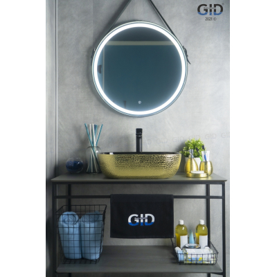 Раковина накладная GID D1302h022 50х40 53307 Черный / Золото. Фото