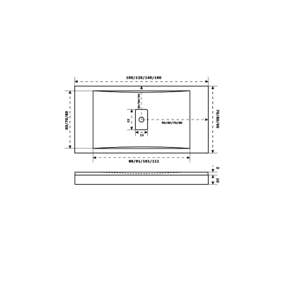 Душевой поддон BAS Flow 140х90 ЛП00129 Черный. Фото