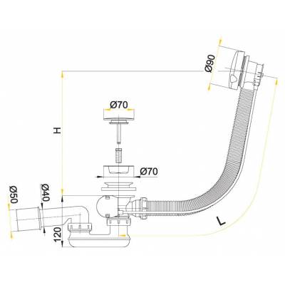 Слив-перелив ALCAPLAST A51CRM (100 см). Фото