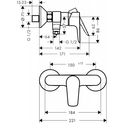 Смеситель для душа Hansgrohe Talis E 71760990. Фото