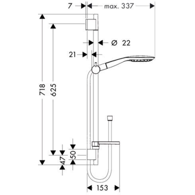 Душевой гарнитур Hansgrohe Raindance Select 150/Unica 27856400. Фото