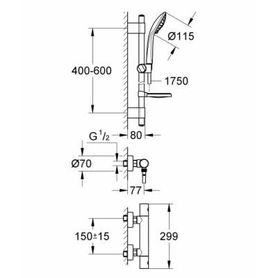 Смеситель термостатический для душа GROHE Grohtherm 1000 Cosmopolitan 34286002. Фото