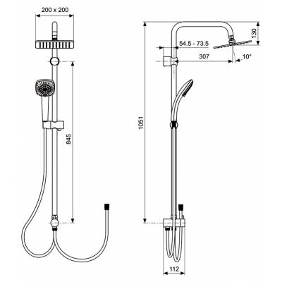Душевая система IDEAL STANDARD Idealrain Duo Cube A5862AA. Фото