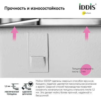Мойка нерж. сталь универсального монтажа графит 740*440  Edifice IDDIS EDI74G0i77. Фото