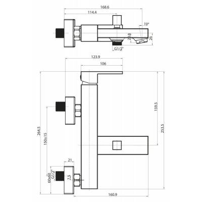Смеситель для ванны/душа BELBAGNO Magna MAG-VASM-CRM. Фото