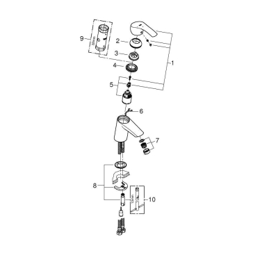 Смеситель для раковины GROHE Eurosmart 23372002. Фото