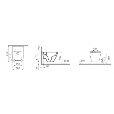 Подвесной унитаз VITRA Integra Square безободковый 7082B003-0075. Фото