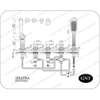 Врезной смеситель для ванны GNT Imatra H 07864. Фото