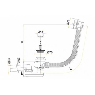 Слив-перелив ALCAPLAST A55K-RU-01 (57см). Фото