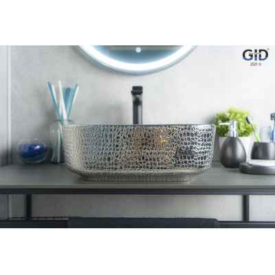 Раковина накладная GID D1303h020 39х39 53311 Черный / Хром. Фото