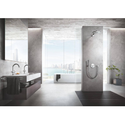 GROHE 19923003 Atrio New Комлект для ванны на 5 отверстий (смеситель двухвентильный, круглый излив, крестообразные ручки, ручной душ, переключатель), может быть использован с 29 037 001. Фото