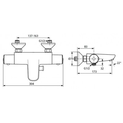 Смеситель для ванны IDEAL STANDARD Ceratherm 50 A5550AA. Фото