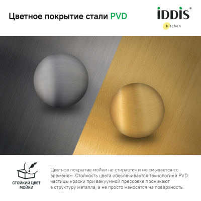 Мойка нерж. сталь универсального монтажа графит 740*440  Edifice IDDIS EDI74G0i77. Фото