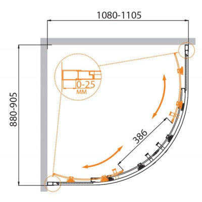 Душевой угол CEZARES Molveno MOLVENO-RH-2-110/90-C-Cr-IV. Фото
