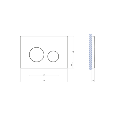 CERSANIT КНОПКА TWINS ПЛАСТИК БЕЛЫЙ МАТОВЫЙ С РАМКОЙ A63535. Фото