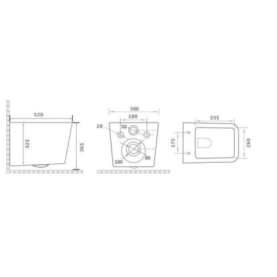 Унитаз подвесной безободковый GID Tr2144BL черный глянцевый. Фото
