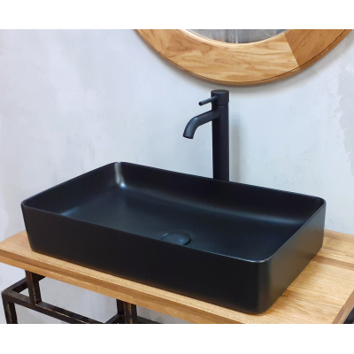 Раковина накладная 60х35 Bronze De Luxe Scandi 6145-BM черный матовый. Фото